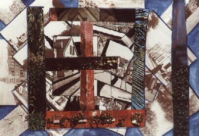 Kleinstadt als Gefängnis Collage 36 x 52 cm