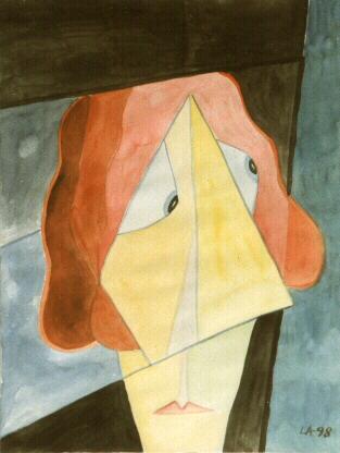 Mißtrauischer Blick Aquarell 40 x 30 cm